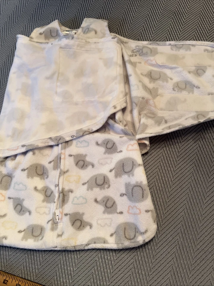 Saco de dormir Halo recién nacido 3 meses 6-12 libras elefantes cremallera manta polar Foto 4 de 4