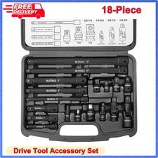 18-PCS Drive Tool Accessory Set 1/4"&3/8"&1/2" Socket Adapter Extensions Cr-V