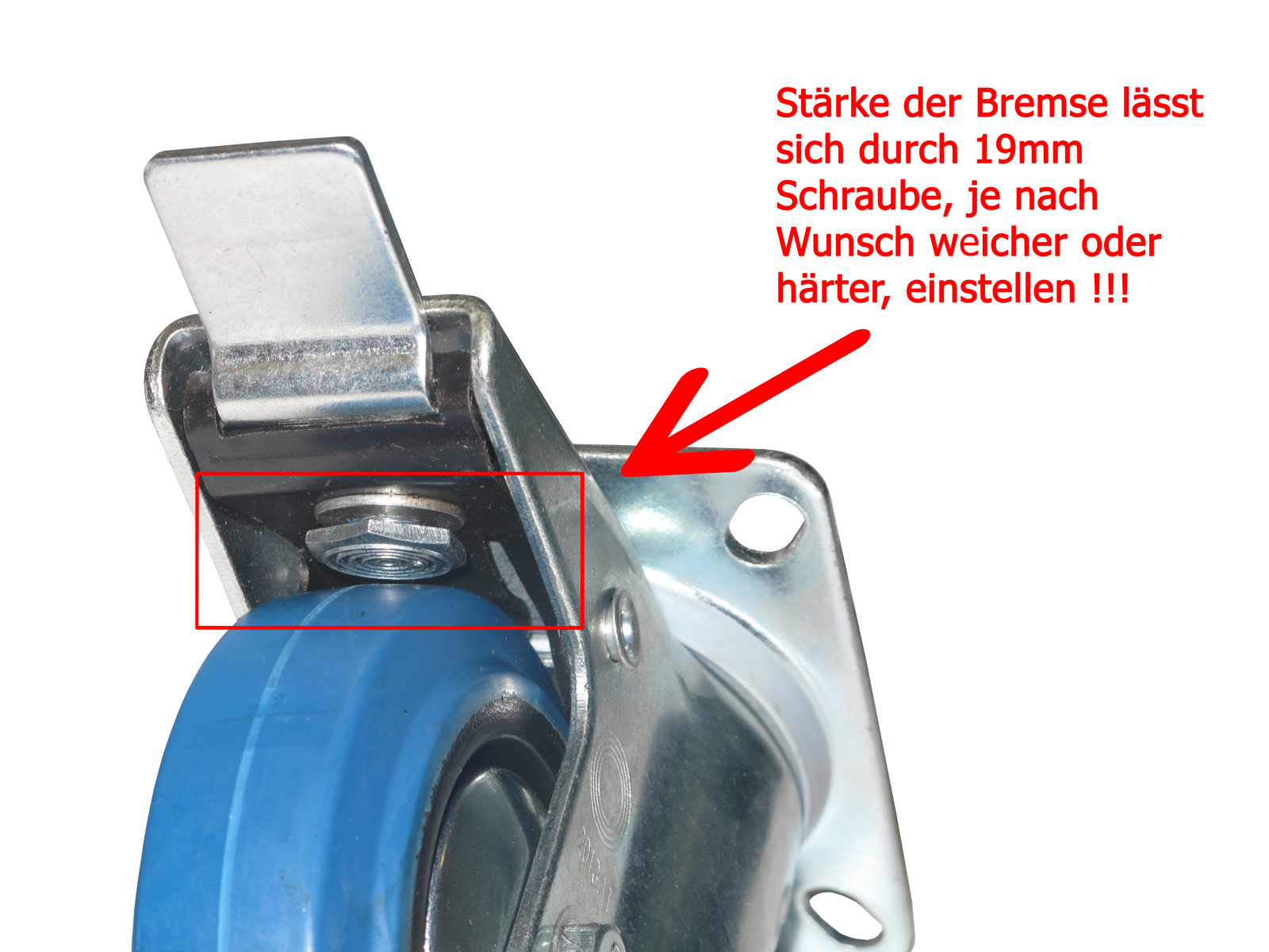 Produktbild von Blue Wheels Lenkrollen-Set 100mm – 2 Stück Lenkrollen + 2 Stück Mit Totalfeststeller, Tragkraft 140 Kg Pro Rolle