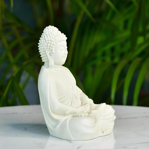 Sowpeace White Resin Buddha Figurine, 9cm Table Decor & Gift – Set of 1 - Picture 6 of 7