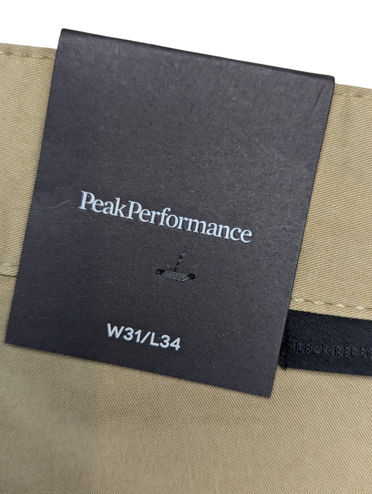 Pantaloni da golf Peak Performance da uomo Keen P kaki marrone elasticizzato slim fit taglia 31x34 nuovi con etichette