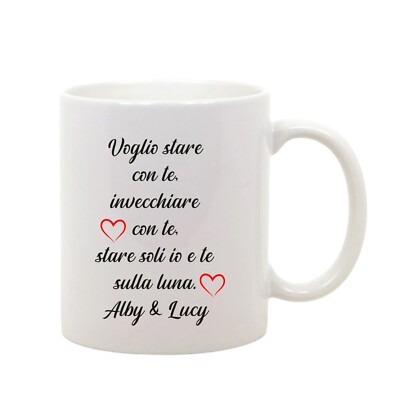 Keramik Tasse personalisierte Geschenkidee Ich will bei dir bleiben und Namen