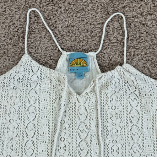 CC CALIFORNIA Ivory Crochet Flowy Boho Tank Top Womens S Spaghetti Straps - Picture 5 of 11
