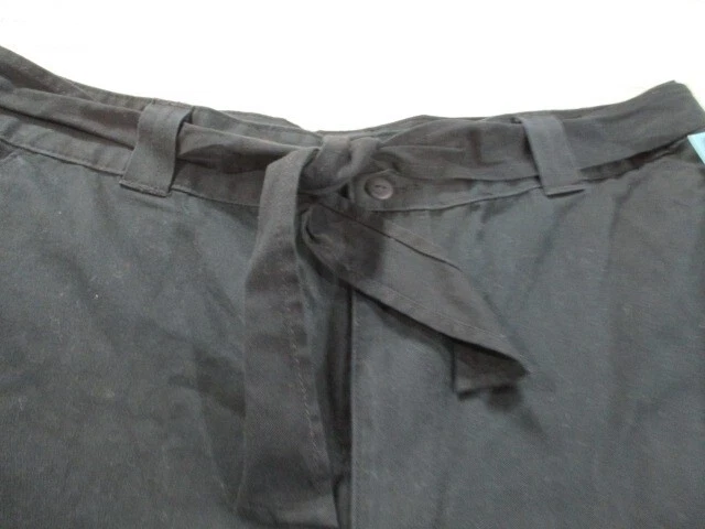 Pantalones Cortos Riders Informales Para Mujer 18WM Negro Chino Corbata Cremallera Frente Plano Algodón Nuevos Foto 2 de 4