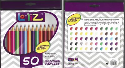 Lolliz 50 Colored Pencils Intense Bright Colors Pre-Sharpened Unused & NEW