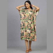1PC Indian Vintage 100% Cotton Long Beach Maxi Kaftan Dress Caftan Kimono