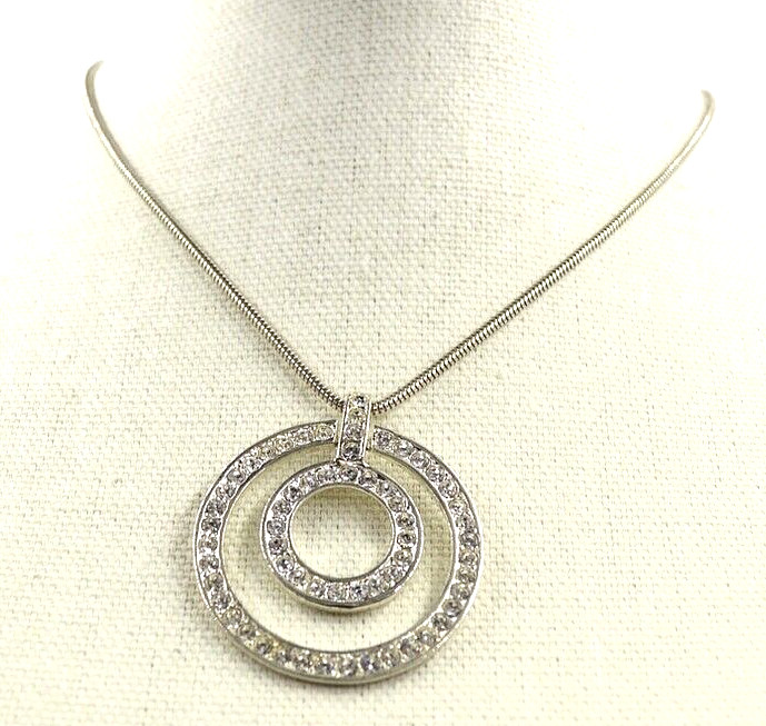 Stunning Statement Necklace Rhinestone Circles Ro… - image 1