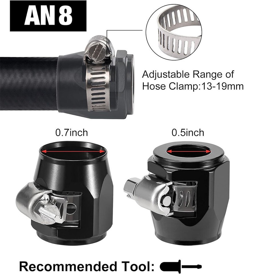 AN8 8AN 8 Gas Fuel Hose Line Clamp Finisher Adapter Finishers - Foto 3