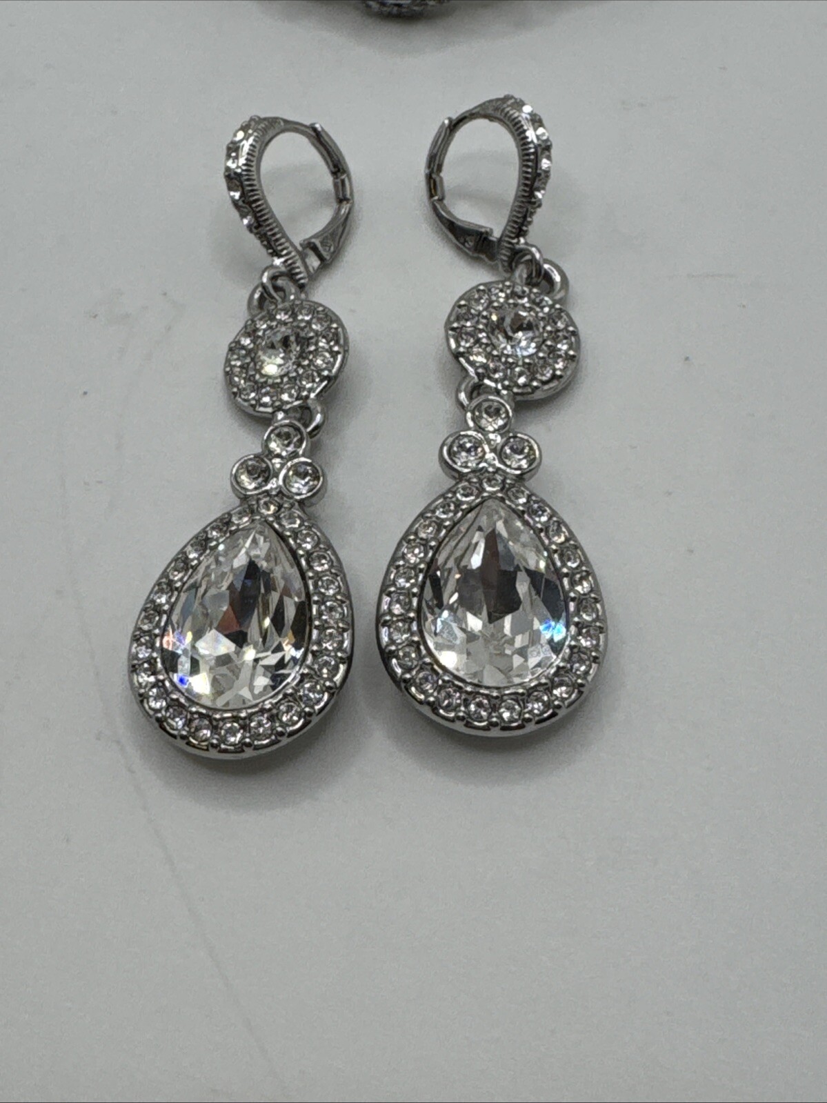 Givenchy Statement Drop Crystal Silvertone Earrin… - image 4