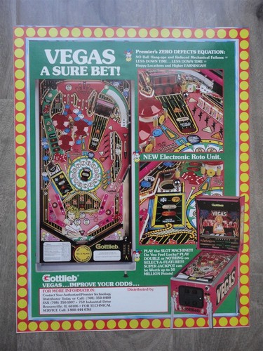 Vegas Flipperautomat Flyer Original Gottlieb Broschüre - Bild 2 von 2