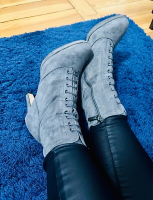 Tamaris Ankle Boots   Schnürstiefeletten   Graues Wildleder   Größe 37   Elegant