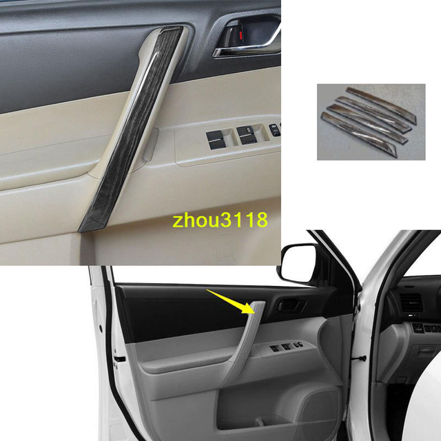 Black Wood Grain Interior door handle Cover Trim For Toyota Highlander