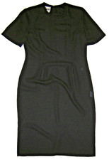 SIZE 12 VINTAGE LESLIE FAY WOMENS LITTLE BLACK ZIPPER DRESS SCOOP NECK SHLDR PAD