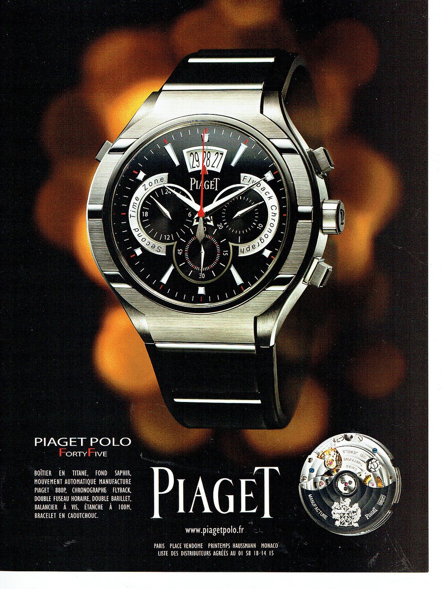 Publicité Advertising 078 2009 montre Piaget Polo forty five