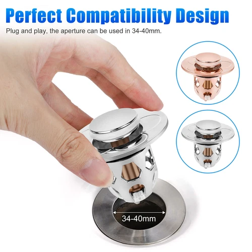 Universal Bathroom Sink Stopper Drain Filter Wash Basin Core Bounce Pop Up Plug - Picture 4 of 9