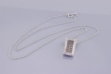 Sterling Silver .50tcw Champagne Diamond Clustered Halo EA 925 Pendant 20" Chain