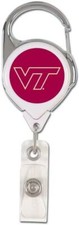 Virginia Tech Hokies Retractable Metal Badge Holder NEW NCAA Key Chain ID Ring