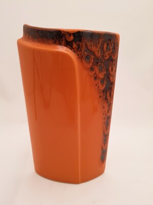 2 Vasen ''Remo'' Glasur Orange/mit braunen Fond - Handarbeit - inkl.Fracht