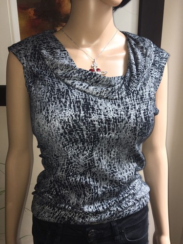 Vivienne Westwood Anglomania ~ Black & Metallic Silver Stretch Top IT44 UK12 - Picture 5 of 12