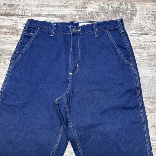 Carhartt Jeans Mens 32x32 Dungaree Fit Blue Denim Workwear Dark Wash 382-83 - Imagen 3 de 12