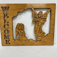 Wood Carved Welcome Angel Wall Decor