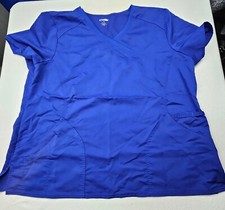 SCRUBSTAR Premium Scrubwear V-Neck Top Electric Blue Women's Size 2XL Pockets