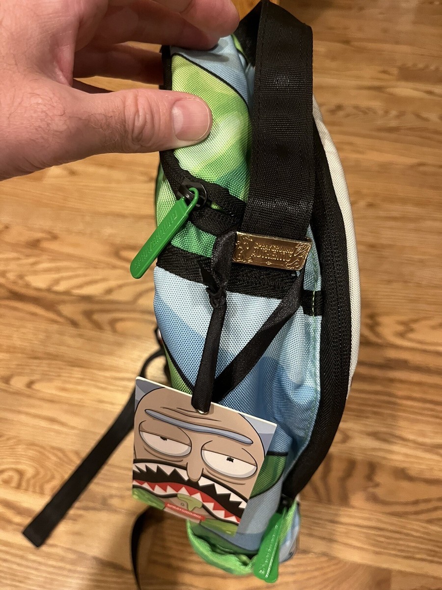 Shark Bite Bape Rick And Morty Backpack Shark Bite Sprayground X Rick Morty  Stuck In A Pickle (DLXV
