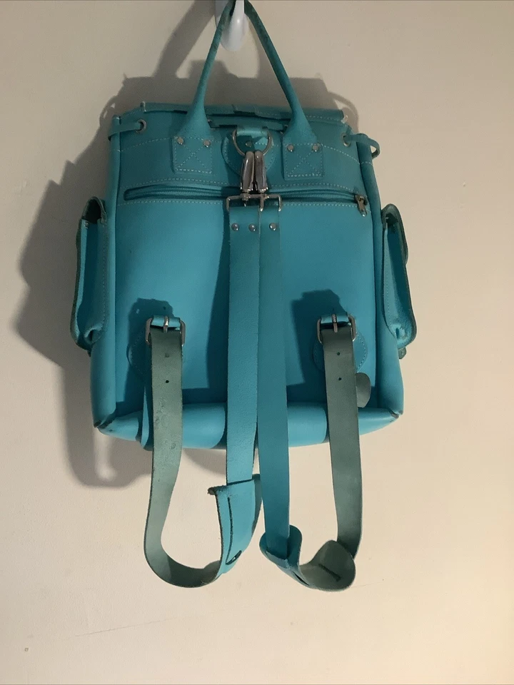 Grafea Mochila Cuero Azul Caprichoso Boho Preppy Hebilla Bolso Grande Foto 4 de 4