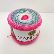 Lion Brand Mandala Yarn 590yd 5.3oz Acrylic Multicolor - Unicorn Gray Pink White