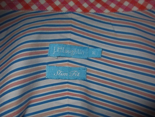 J. McLAUGHLIN Blue "Slim Fit" Long Sleeve Shirt Size XL - Picture 6 of 6