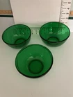 Set 3 Vintage Anchor Hocking 3x6 Glass Serving Or Cooking Bowls Emerald Green