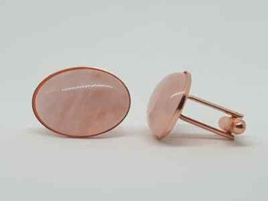Authentic Natural Rose Quartz Gemstone Gold Plated 925 Sterling Silver Cufflinks For Men