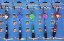 CARABINER RETRACTABLE PENS Black Medium Comfort Grip, SELECT: Color