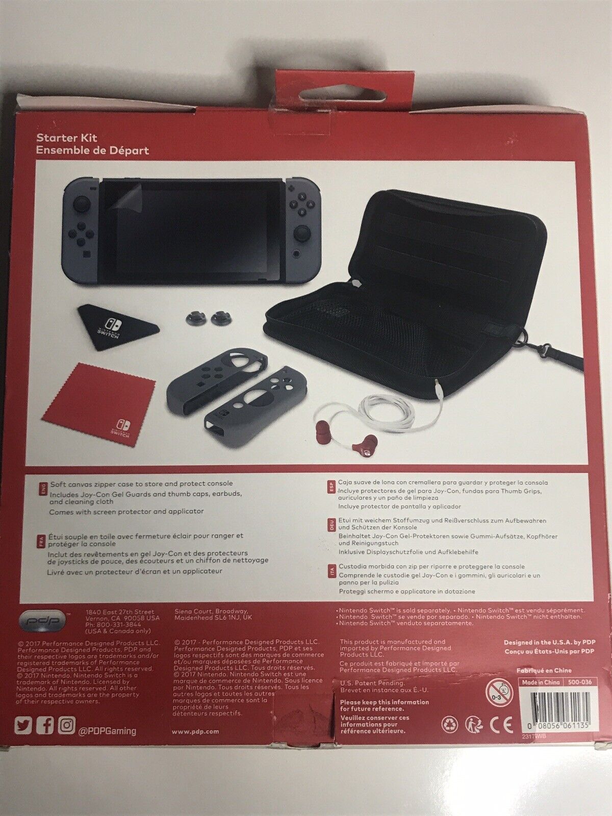 PDP Nintendo Switch Starter Kit With Grey Travel Case for sale 