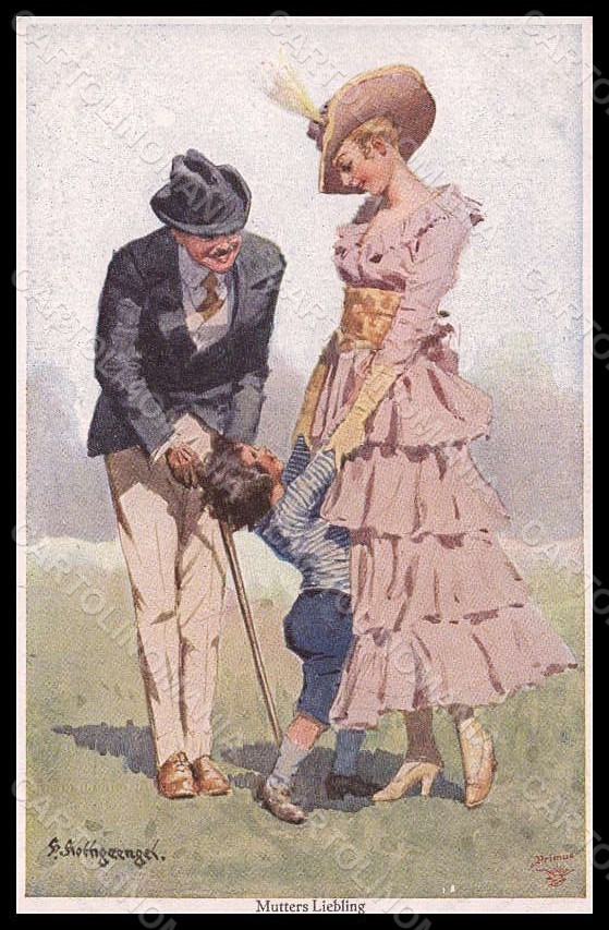 Cartolina Artista Firmata Rothgaengel Lady Romantica Coppia Bambino Serie 1181 VK8147