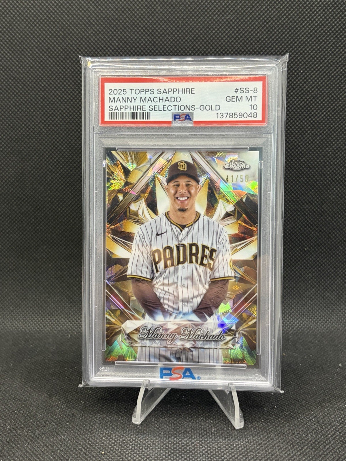 2025 Topps Chrome Sapphire Selection Manny Machado /50 PSA 10