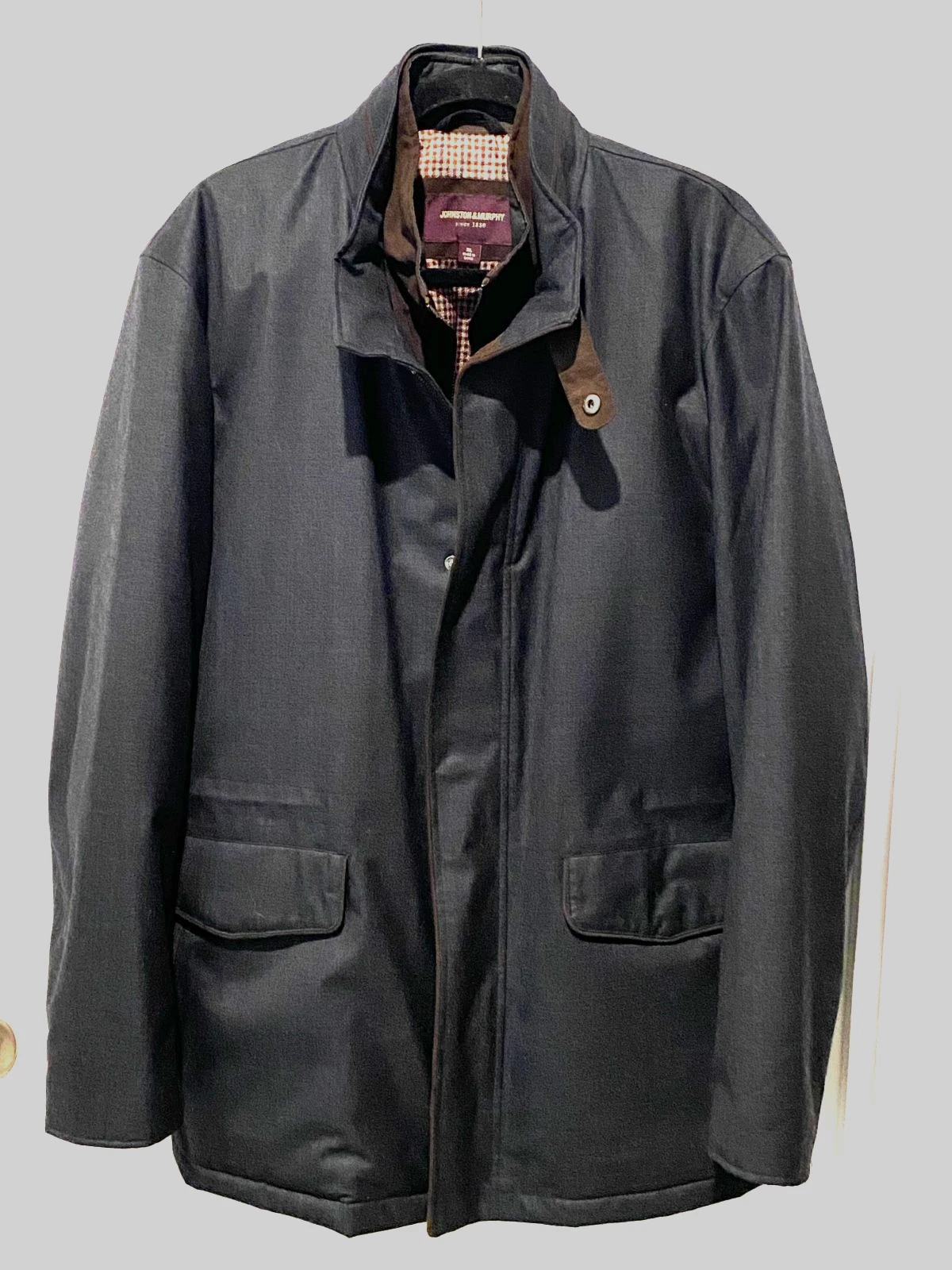 Johnston & Murphy  (Men's LRG.)  Wool  Blend Front Zip/Snap Coat - EUC !! image 1