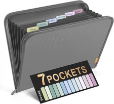 Accordion File Organizer with Safe Zipper, 7 Pockets Expanding File Folder, Heav