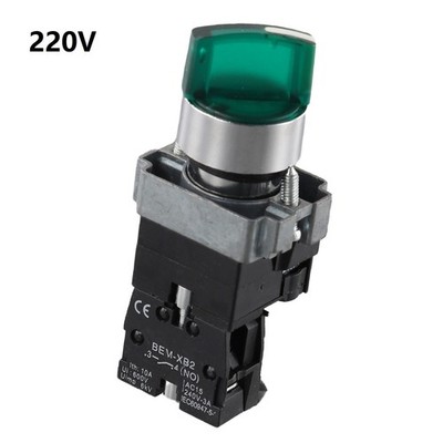 22MM 220V Drehschalter mit grünem LED-Licht selbstverriegelnd EIN AUS Knopf Taster
