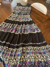 Carole Little Sleeveless Dress Size 10 Multicolor Geometric Print On Black Base.