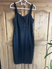 Alexander McQueen Fab Black Midi Stretchy Corset Dress Size M 10/12