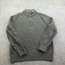 Eddie Bauer Sweater Mens Large Gray 1/4 Zip Mock Neck Knit Pullover Long Sleeve