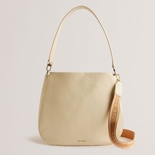 Image of Ted Baker Darciel Branded Webbing Leather Hobo Bag - Natural Ivory