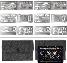 12 Pcs Survival Multitool Card Emergency Camping Tool EDC Kit in Your Wallet Out