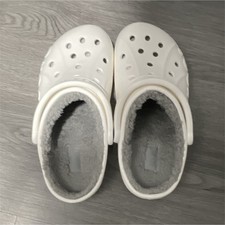 Crocs White Lined Comfort Clog Slippers Faux Fur Women's Size 7