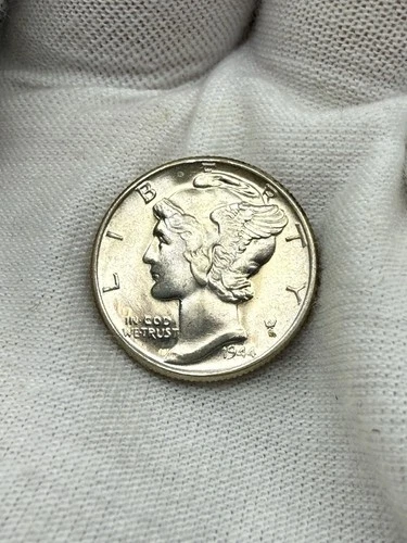 1944 P Mercury Dime Brilliant Uncirculated 90% Silver Coin BU F194