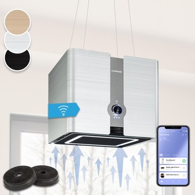 Inselhaube 420m³/h Insel Dunstabzugshaube LED Umlufthaube Abluft Umluft Silber