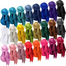 25 Pieces Velvet Durags Set 360 Waves Cap Doo Rag Durags Headwraps with Extra