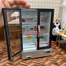 Dollhouse Double Door Refrigerator 1:12 Scale Miniatures Kitchen Accessories