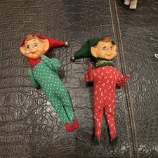 Green and Red Elf Picks, 8 / 11 Inches Tall, Calico Elf